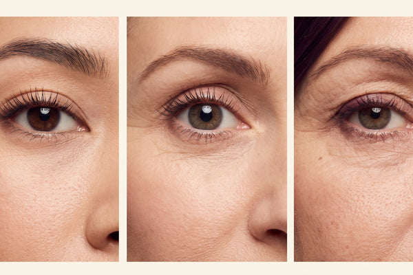 Trois gros plans d'yeux de femmes différentes montrant trois formes d'yeux — guide morpho des cils magnétiques Cléolya