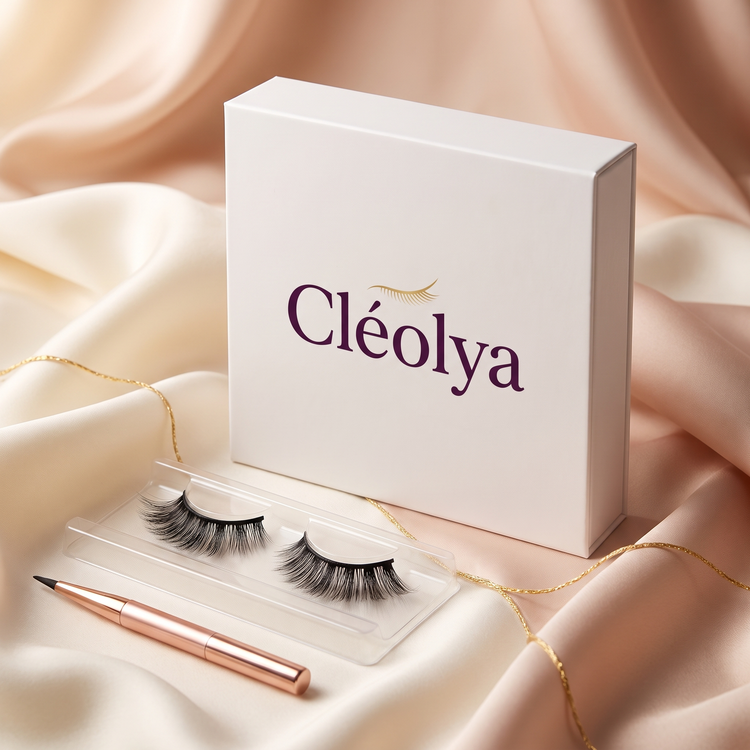 Boite blanche Cleolya avec cils magnetiques et applicateur