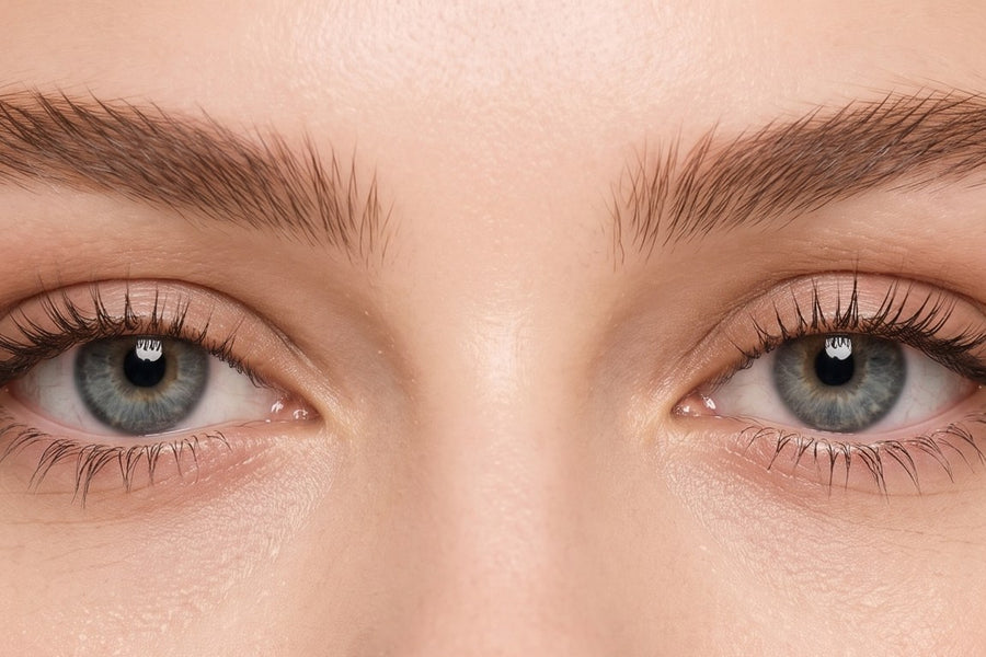 Regard aux cils naturels non recourbés — panneau comparatif
